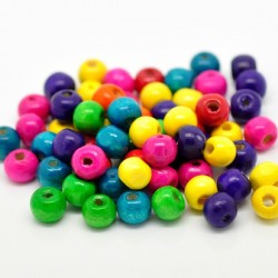 Perles bois 8 x 6 mm couleurs mélangées