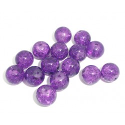 5 Perles craquelées violettes 10 mm en verre pour collier, bracelet ou décor