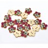 5 Boutons bois fleur 17 x 17 mm, 2 trous