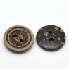 5 Boutons  motif fleur en coquille de coco rond 15 mm