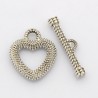 Toogle Ensemble Fermoir forme coeur couleur argent antique style tibétain 21 x 18 x 3  et  barre 27 x 6 x 3 mm, trou 3 mm