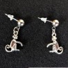 Boucles d'oreilles fantaisie singe métal monture acier inoxydable