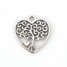 Breloque en pendentif forme coeur avec Arbre de vie en filigrane couleur argent vieilli