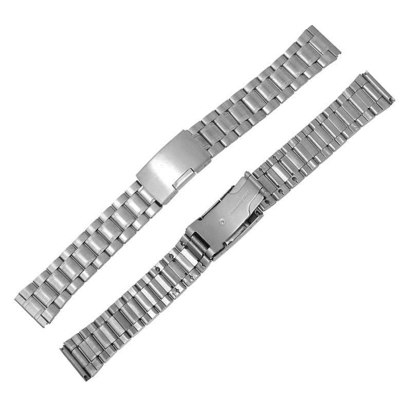 Bracelet pour Montre en Acier Inoxydable Argent Mat Longueur: 19 cm, Largeur : 20 mm