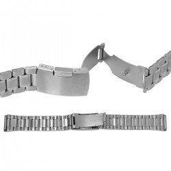 Bracelet pour Montre homme en Acier Inoxydable Argent Mat Longueur: 19 cm, Largeur : 20 mm