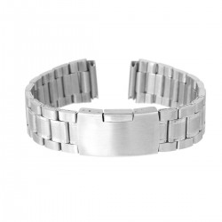 Bracelet pour Montre en Acier Inoxydable Argent Mat Longueur: 19 cm, Largeur : 20 mm