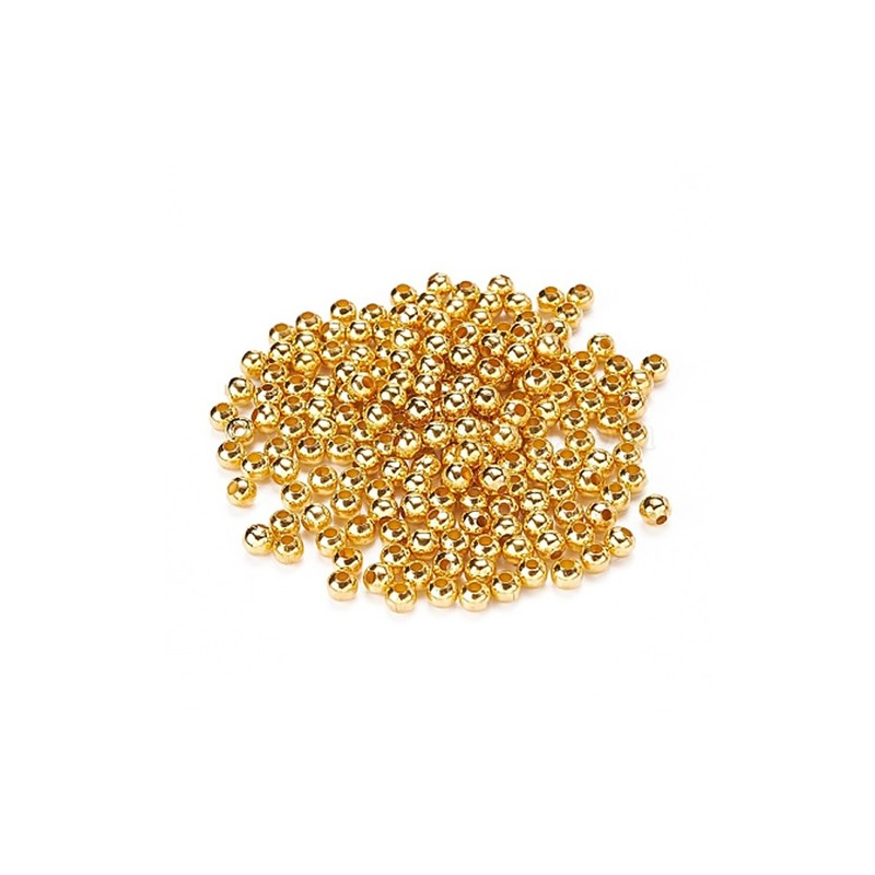 60 Perles intercalaires métal 5 mm lisses et rondes, couleur dorée pour bijou et collier