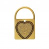 Pendentif  forme cadenas et coeur doré support pour cabochon de 20x20