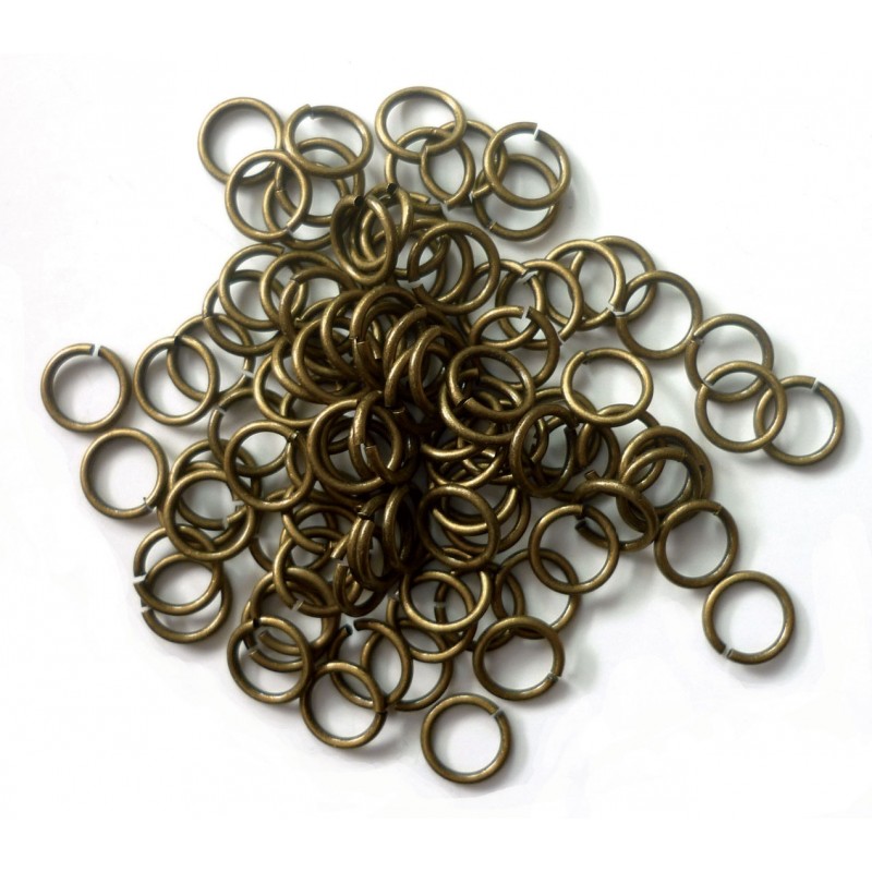 100 anneaux de jonction ouverts (brisés) couleur bronze 6 mm
