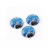 Cabochon rond décor arbre fond bleu  25 mm
