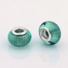 Perle résine style Pandora bleu turquoise très bel effet scintillant
