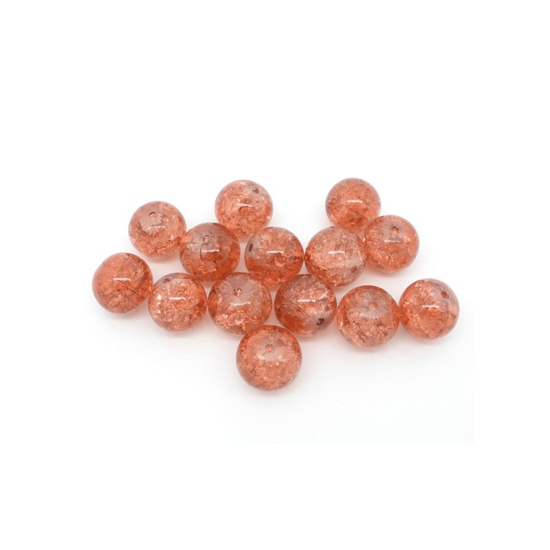10 Perles verre craquelé couleur ambre 12 mm en verre