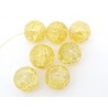 10 Perles jaune en verre craquelé 10 mm