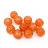 10 Perles orange cuivré craquelée 12 mm en verre.