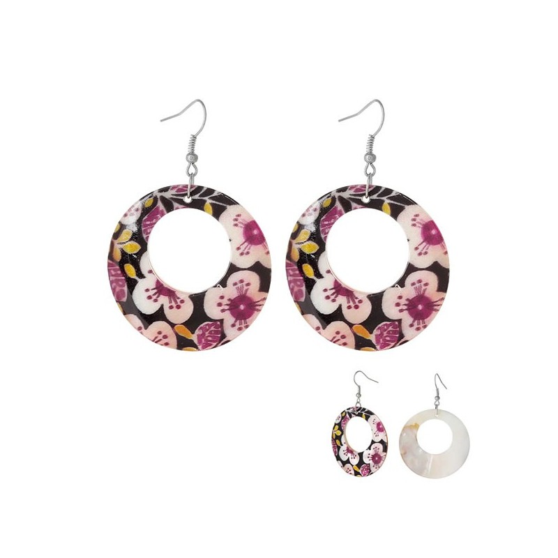 Boucles d'oreilles tons brun nacre et perles de verre