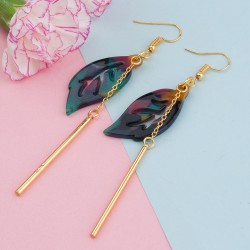 Boucles d'oreilles fantaisie forme feuille marbmré