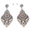 Paire de boucle d'oreilles pierre et strass tons beiges