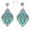 Paire de boucle d'oreilles pierre et strass tons turquoise