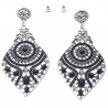 Paire de boucle d'oreilles pierre et strass tons noirs