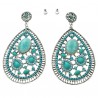 Paire de boucle d'oreilles pierre et strass tons turquoise