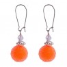 Boucles d'oreille orange  aspect givré et argent