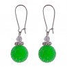 Boucles d'oreille verte  aspect givré et argent