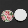 Cabochon rond décor de roses, vert, rose, blanc,  25 mm