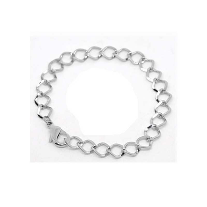 Bracelet charm métal argenté longueur 19 cm