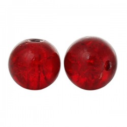 10 Perles rouges craquelées 8 mm en verre 