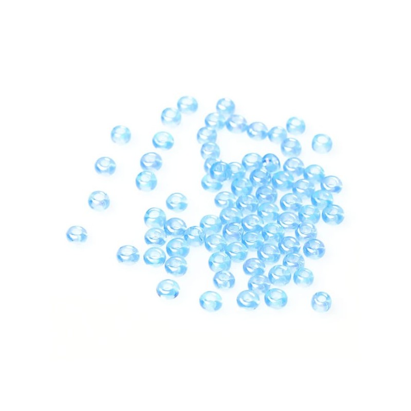 Perles de rocaille bleue transparent couleur AB (reflets) 2 x 2 mm