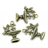 Pendentifs avec fontaine  et oiseau couleur bronze antique