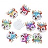 5 Boutons en  bois tête de cerf, 2,5 x 2,3 cm, 2 trous