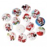 10 boutons bois décor Père-Noël, bonhomme de neige diam 25 mm