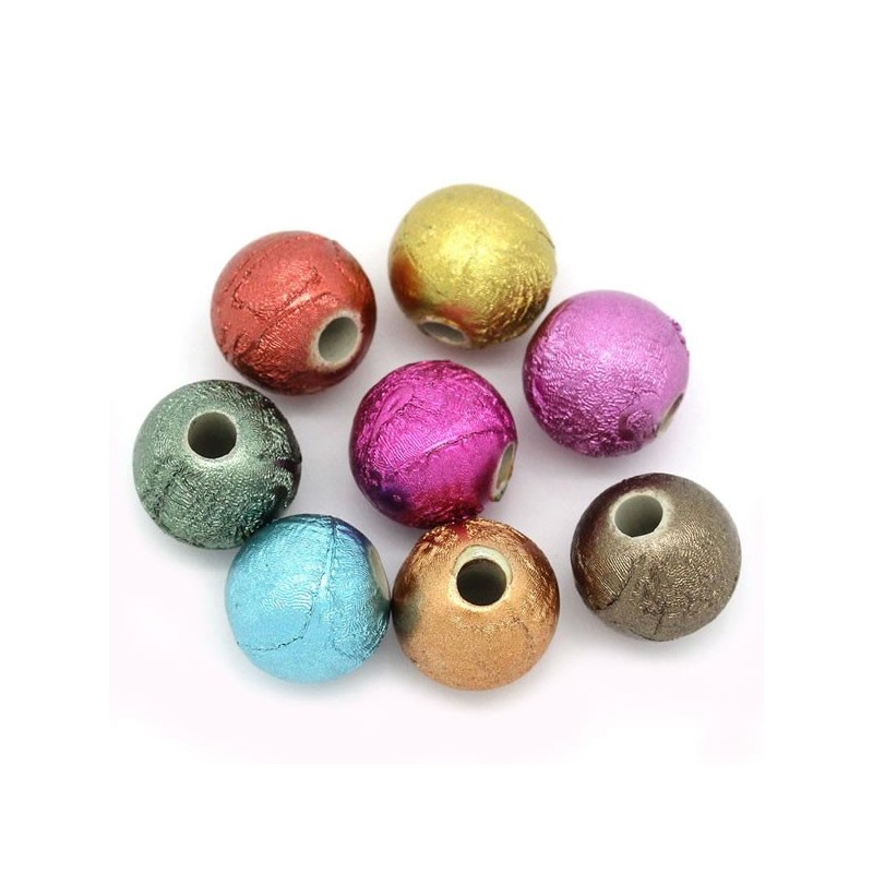 Perles intercalaires couleur métalisée mélangées 10 mm