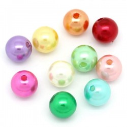 30 perles acrylique tons nacrés diam. 10 mm