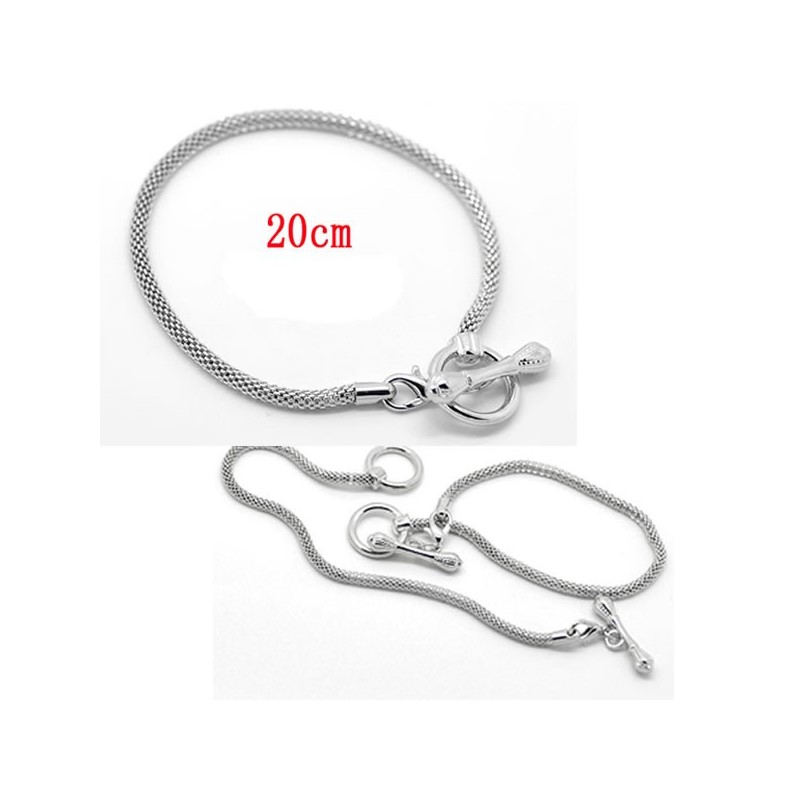 Bracelet charm métal argenté longueur 19 cm