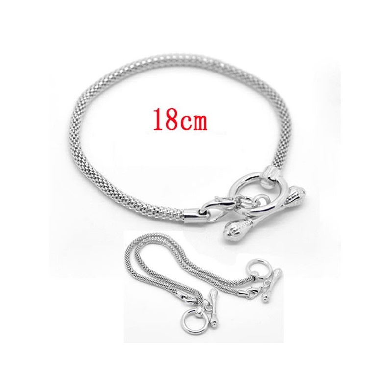 Bracelet charm métal argenté longueur 18 cm