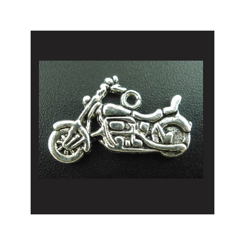 Breloque moto pendentif métal argenté