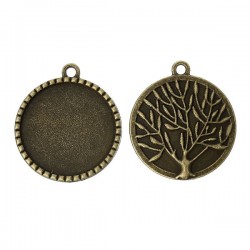 Support de cabochon verso décor arbre couleur bronze