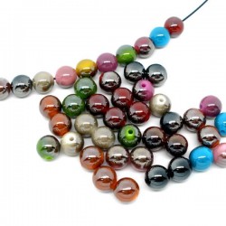 10 perles intercalaires rondes 10 mm ton irisé