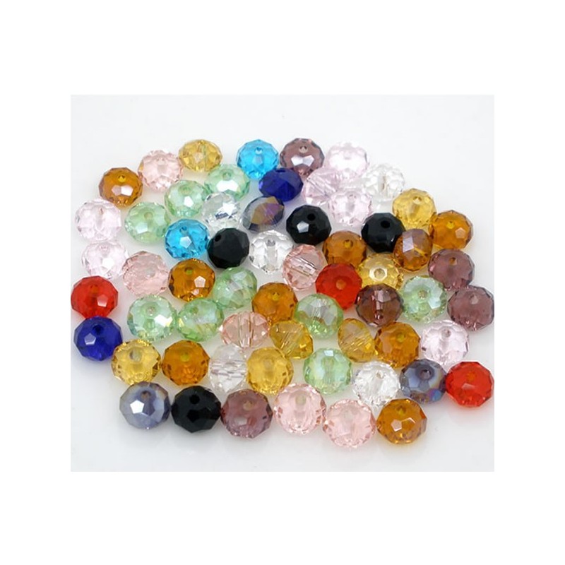 25 perles rondelles en verre à facette 6 x 4,5 mm