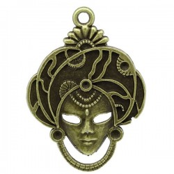Visage enturbanné bronze antique, pendentif