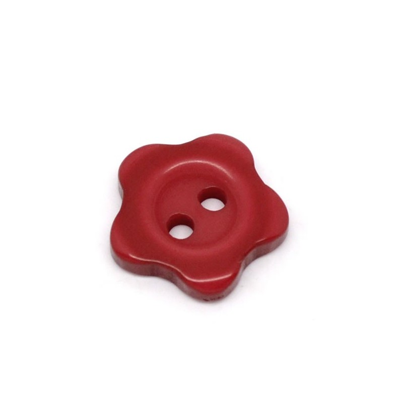 20 boutons fleurs rouge résine 2 trous 12 mm 
