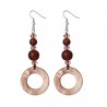 Boucles d'oreilles tons brun nacre et perles de verre