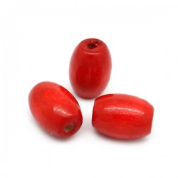 Perles bois ovales 11,5 x 8,5 mm rouge