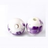 Perle en céramique décor violet et blanc 12 mm