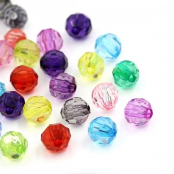 Perles intercalaires forme ballon à facettes 6 mm couleurs multiples