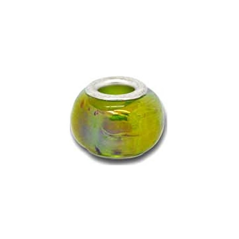 Perle en verre de style Pandora couleur AB vert