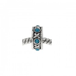 Perle métal avec strass bleu style Pandora