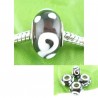 Perle verre lampwork style Pandora noir/blanc